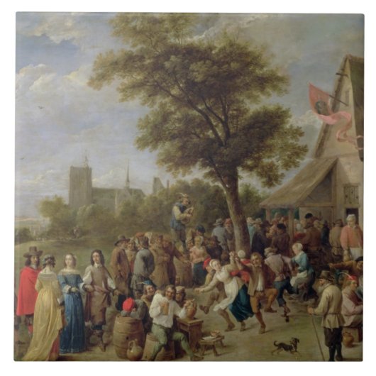 Peasants Merry-Making, c.1650 (olie op doek) Tegeltje (Voorkant)