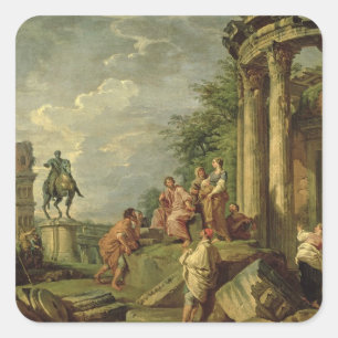 Peasants uit Roman Ruins, 1743 (olie op doek) Vierkante Sticker