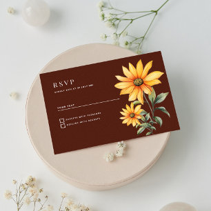 Peaty brown orange mint sunflower flowers RSVP Kaart