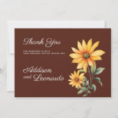 Peaty brown orange mint sunflower Thank You Kaart (Voorkant)