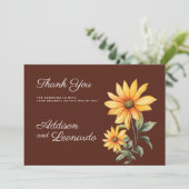 Peaty brown orange mint sunflower Thank You Kaart (Staand voorkant)