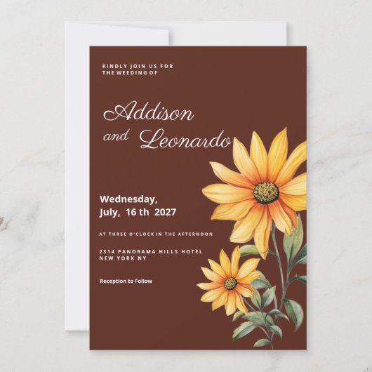 Peaty bruin sinaasappel munt zonnebloem bloemen br kaart (Voorkant)