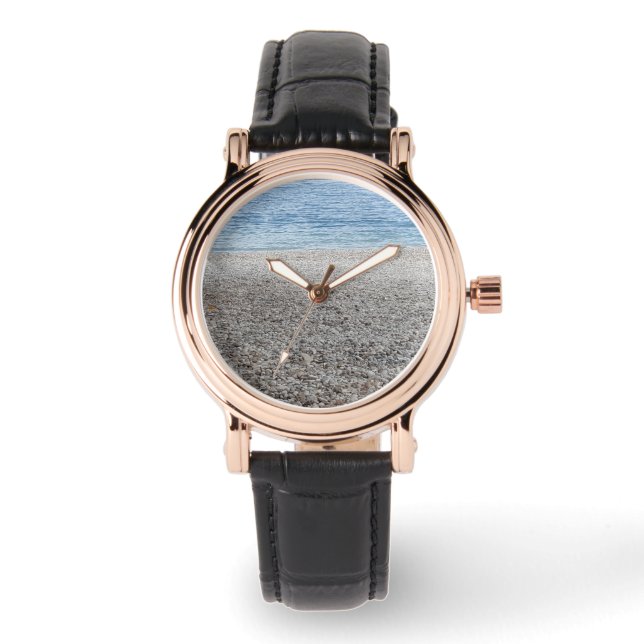 Pebble Beach Ocean Fotografie Horloge (Voorkant)