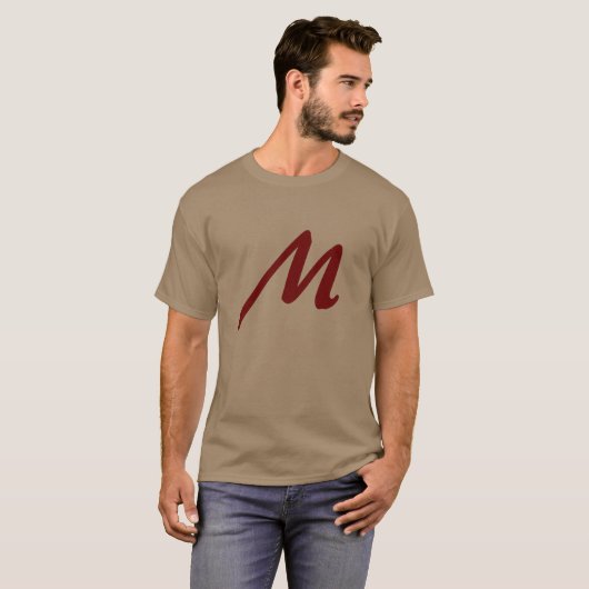 Pebble Brown Monogram Initiaal Modern T-shirt (Voorkant volledig)