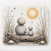 Pebble familie zit op een log muismat (Voorkant)