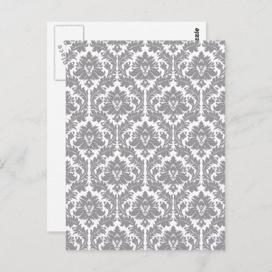 Pebble Gray Damask Pattern Briefkaart (Voorkant / Achterkant)