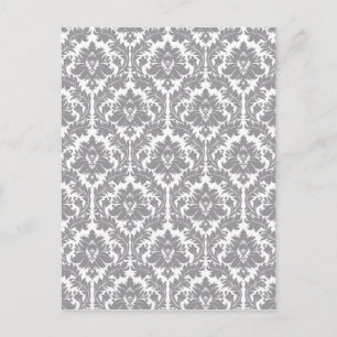 Pebble Gray Damask Pattern Briefkaart