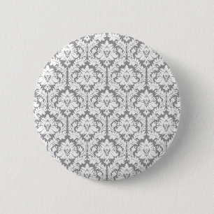 Pebble Gray Damask Pattern Ronde Button 5,7 Cm