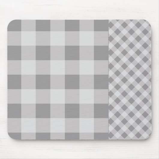 Pebble Gray Gingham-patroon Muismat (Voorkant)