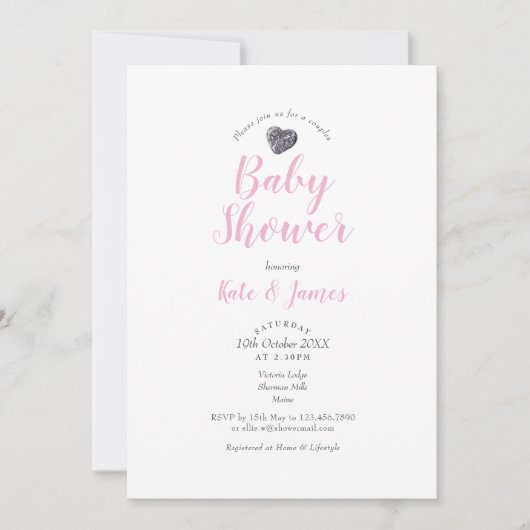 Pebble Hart Koppels Baby shower / Sprinkle Kaart (Voorkant)