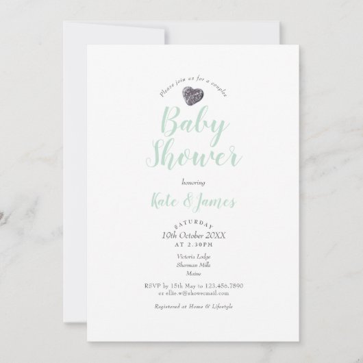 Pebble Hart Koppels Baby shower / Sprinkle Kaart (Voorkant)