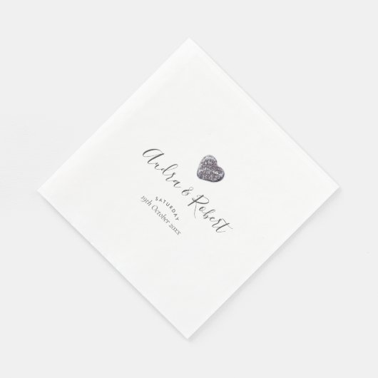 Pebble Hart Ontdekking Bruiloft Servet (Hoek)