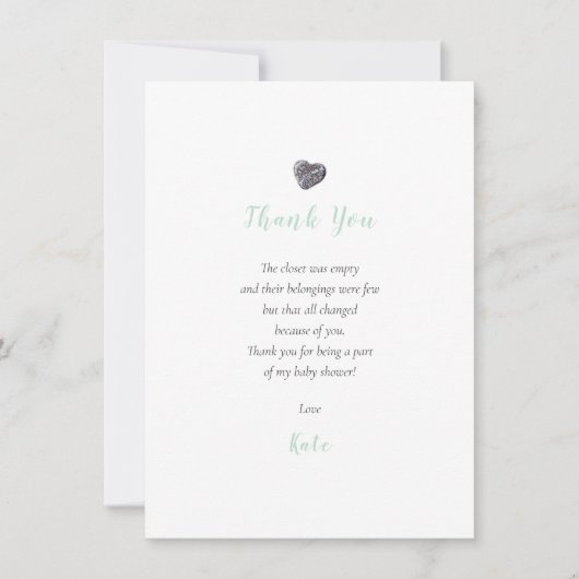 Pebble Heart Baby Shower Bedank Gedicht Bedankkaart (Voorkant)