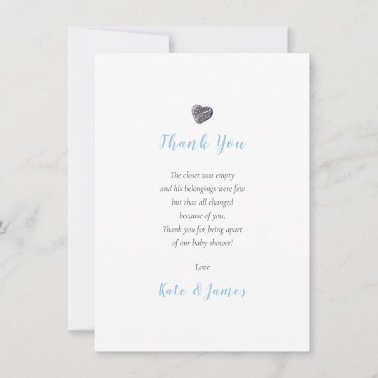 Pebble Heart Couples Baby shower Dank je gedicht Bedankkaart (Voorkant)