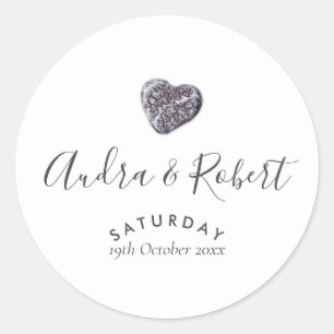 Pebble Heart Discovery Bruiloft Ronde Sticker
