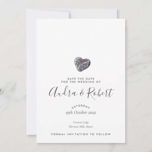 Pebble Heart Ontdekking Bewaar de Datum Save The Date (Voorkant)