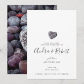 Pebble Heart Ontdekking Bewaar de Datum Save The Date (Voorkant / Achterkant)