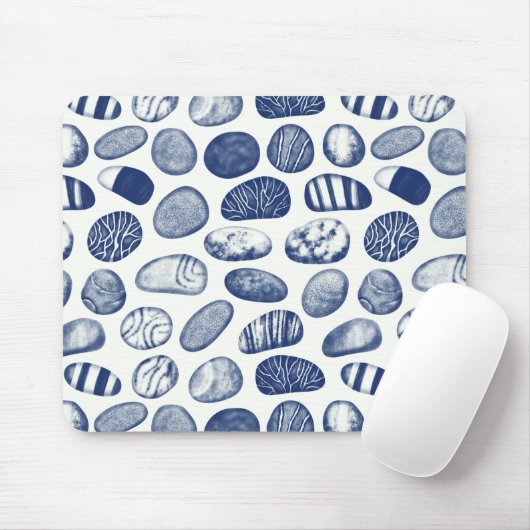 Pebble Pattern - Cyanotype Effect Muismat (Met muis)