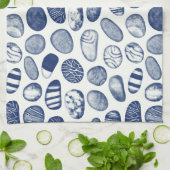 Pebble Pattern - Cyanotype Effect Theedoek (Gevouwen)