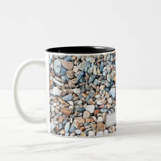 Pebble Stone gepersonaliseerd patroonontwerp Tweekleurige Koffiemok (Links)