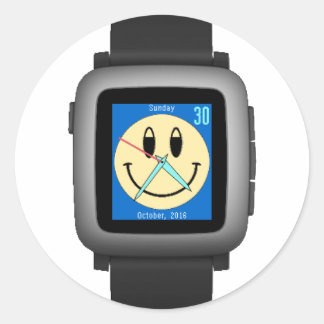 Pebble Time Black Ronde Sticker