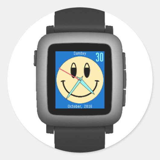 Pebble Time Black Ronde Sticker (Voorkant)