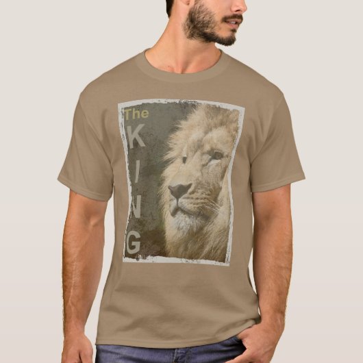 Pebble Trendy Modern Elegant Pop Art Lion Sjabloon T-shirt (Voorkant)