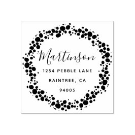 Pebble Wreath Familie Retouradres Rubberstempel