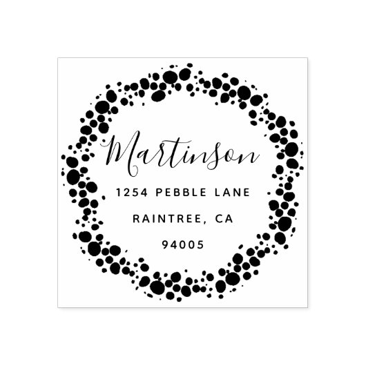 Pebble Wreath Familie Retouradres Rubberstempel (Afrduk)