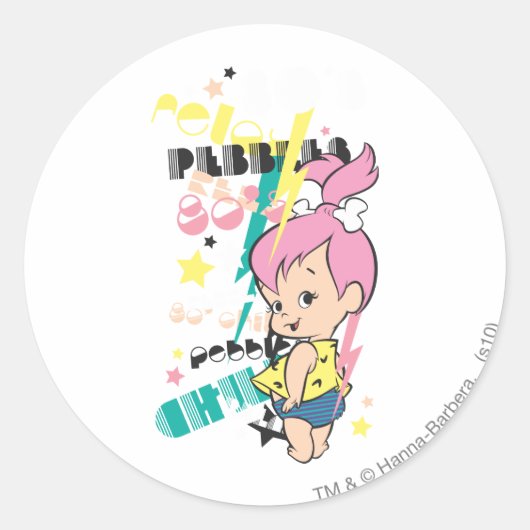 PEBBLES™ 80s Punk Ronde Sticker (Voorkant)