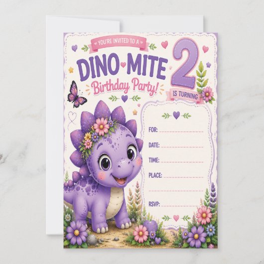 Pebbles' Dino-Mite 2e verjaardag Kaart (Voorkant)