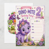 Pebbles' Dino-Mite 2e verjaardag Kaart (Voorkant / Achterkant)