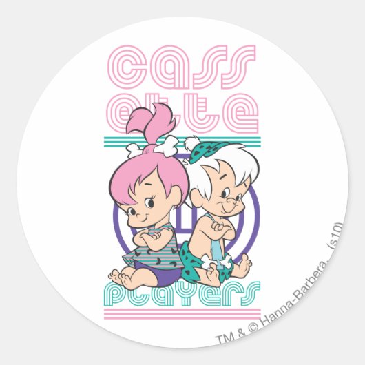 PEBBLES™- en BAM-BAM™-cassettespelers Ronde Sticker (Voorkant)