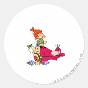 PEBBLES™ en Bam Bam en Dino Playtime Ronde Sticker