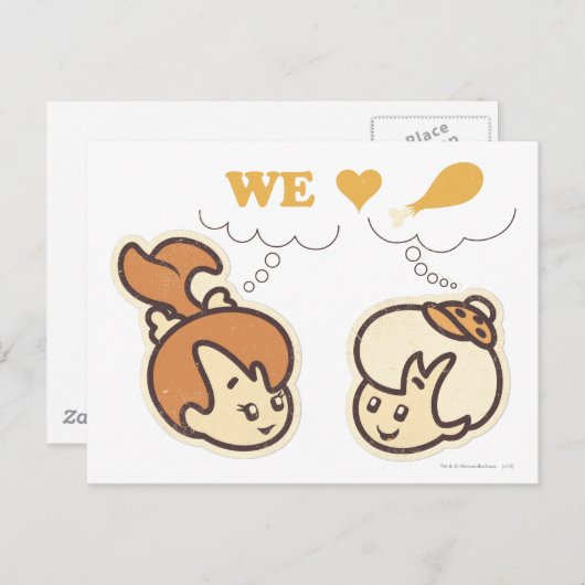 PEBBLES™ en Bam Bam Love Food Briefkaart (Voorkant / Achterkant)