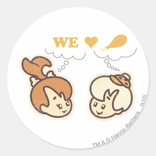 PEBBLES™ en Bam Bam Love Food Ronde Sticker (Voorkant)