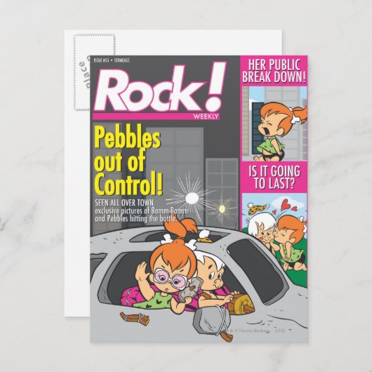 PEBBLES™ en Bam Bam Out Control Briefkaart (Voorkant / Achterkant)