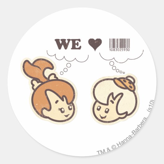 Pebbles en Bam Bam We houden van Ronde Sticker (Voorkant)