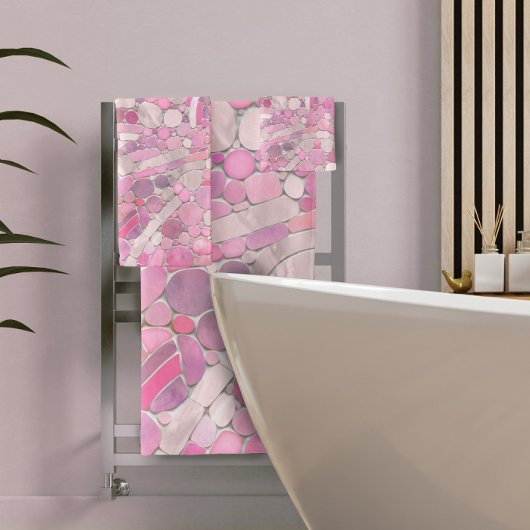 Pebbles Mosaic Art - Roos Blush Pink Bad Handdoek
