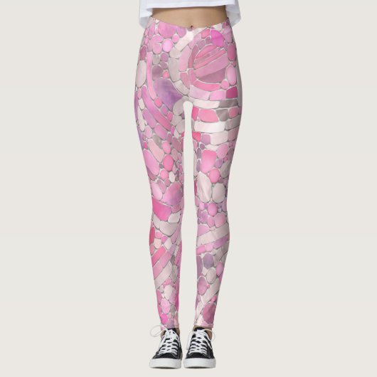 Pebbles Mosaic Art - Roos Blush Pink Leggings (Voorkant)