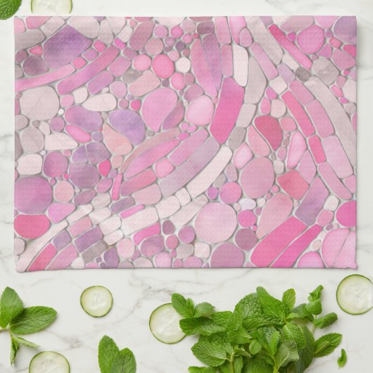 Pebbles Mosaic Art - Roos Blush Pink Theedoek (Gevouwen)