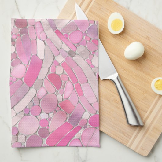 Pebbles Mosaic Art - Roos Blush Pink Theedoek (Quarter Fold)