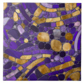 Pebbles Mozaïek Kunst - Amethist en Goud Tegeltje (Voorkant)
