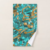 Pebbles Mozaïek Kunst - Smaragd en Goud Bad Handdoek (Handdoek)