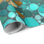 Pebbles Mozaïek Kunst - Smaragd en Goud Cadeaupapier (Rol Hoek)