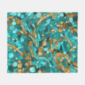 Pebbles Mozaïek Kunst - Smaragd en Goud Fleece Deken (Voorkant (Horizontaal))