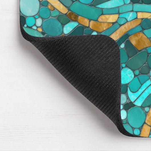 Pebbles Mozaïek Kunst - Smaragd en Goud Muismat (Hoek)