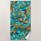 Pebbles Mozaïek Kunst - Smaragd en Goud Strandlaken (Voorkant)