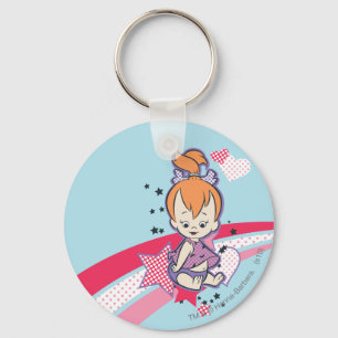 PEBBLES™ op roze regenboog Sleutelhanger