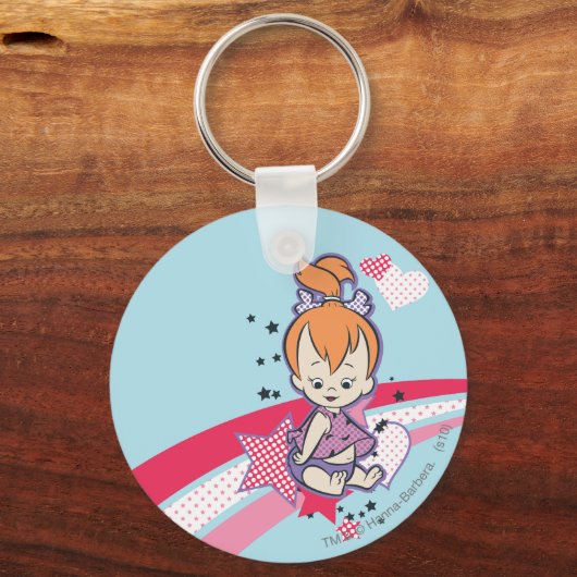 PEBBLES™ op roze regenboog Sleutelhanger (Voorkant)